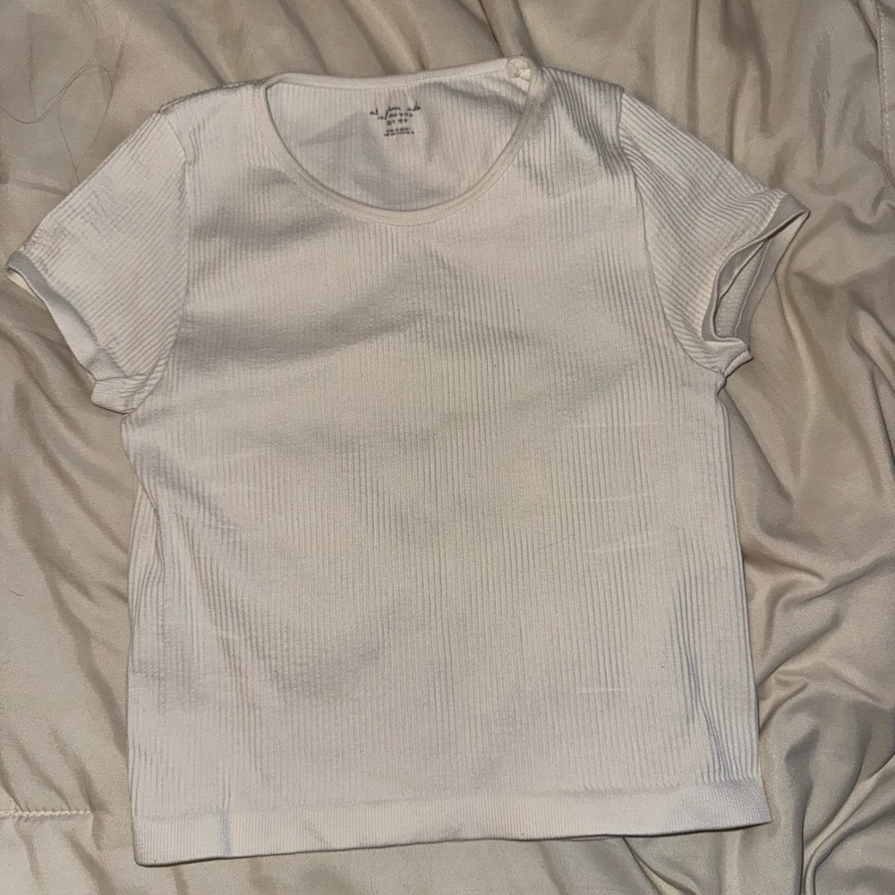 Women's White Ribbed Top